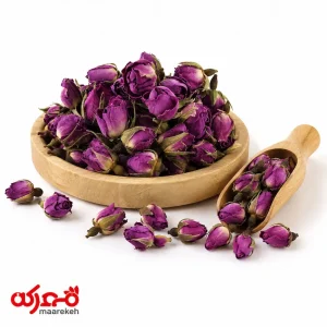 غنچه گل محمدی خشک شده لاله‌زار با کیفیت صادراتی و رنگ صورتی طبیعی.