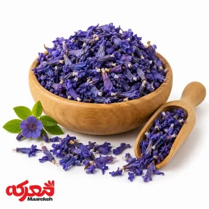 گل گاوزبان خشک شده بنفش و مرغوب آماده برای دم کردن دمنوش آرامش‌بخش.